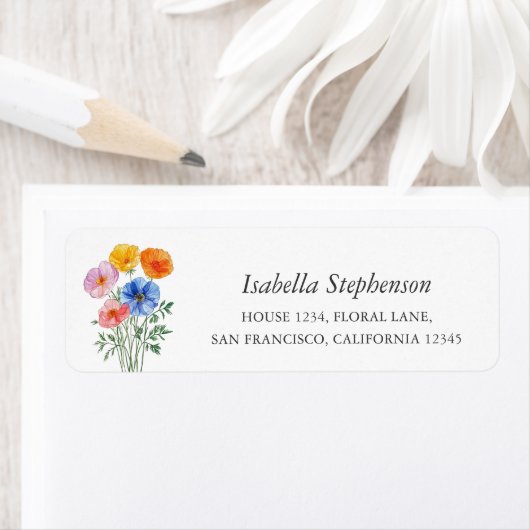 Farbige Wildblumen Boho Rücksendeadresse (Insitu)