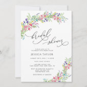 Farbige Wildblumen Brautdusche Einladung (Vorderseite)
