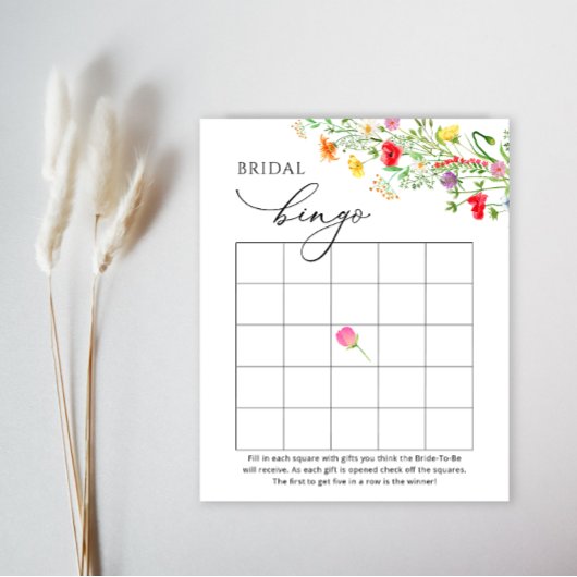 Farbige Wildblumen Brautparty Bingo-Spiel