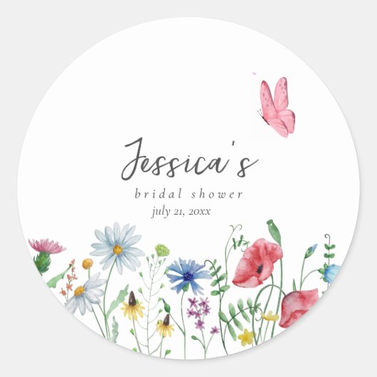 Farbige Wildblumen Brautparty Runder Aufkleber (Vorderseite)