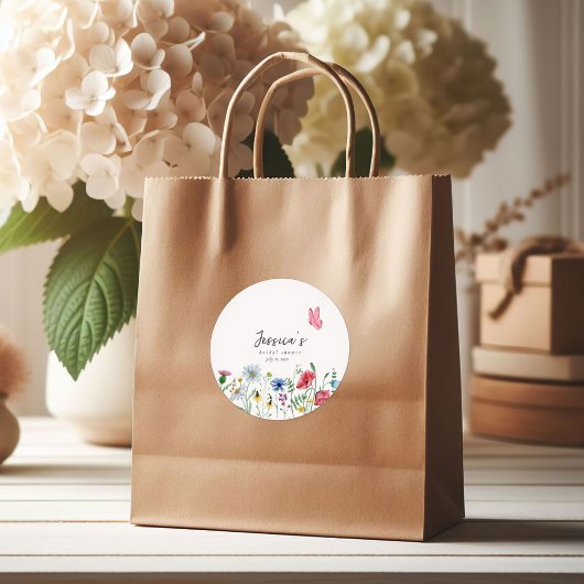 Farbige Wildblumen Brautparty Runder Aufkleber