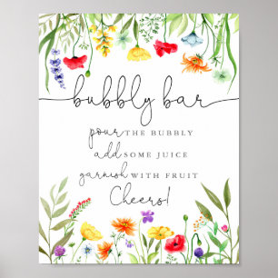 Farbige Wildblumen Bubbly-Bar Poster
