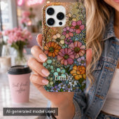 Farbige Wildblumen-Buntglas-Personalisierung iPhone Hülle