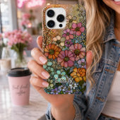 Farbige Wildblumen-Buntglas-Personalisierung iPhone Hülle