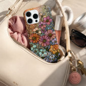 Farbige Wildblumen-Buntglas-Personalisierung iPhone Hülle