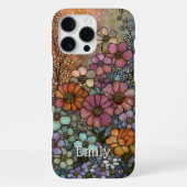 Farbige Wildblumen-Buntglas-Personalisierung iPhone Hülle (Rückseite)