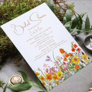 Farbige Wildblumen-Display-Brautparty Einladung