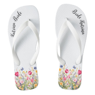 Farbige Wildblumen Erwachsene Flip Flops, breite S Badesandalen