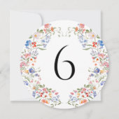 Farbige Wildblumen Florale Runde Tischnummer (Vorderseite)
