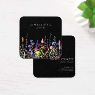Farbige Wildblumen florale Square Business Card