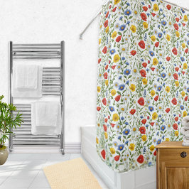 Farbige Wildblumen Frische Pasta machen Gemustert Duschvorhang
