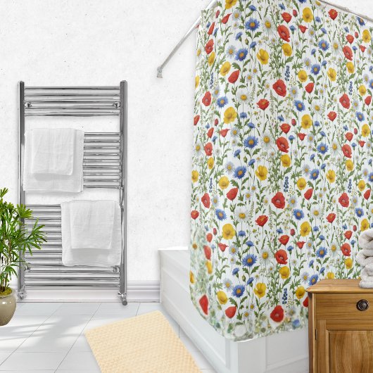 Farbige Wildblumen Frische Pasta machen Gemustert Duschvorhang