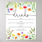 Farbige Wildblumen Fruchtsaftgetränke Zeichen Poster (Vorne)