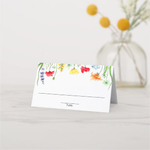 Farbige Wildblumen Frühlingsblumen Platzkarte