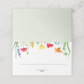 Farbige Wildblumen Frühlingsflorale Platzkarte (Außenseite Aufgefaltet)