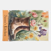 Farbige Wildblumen Gärtner Florale Stiefel Geschirrtuch (Horizontal)