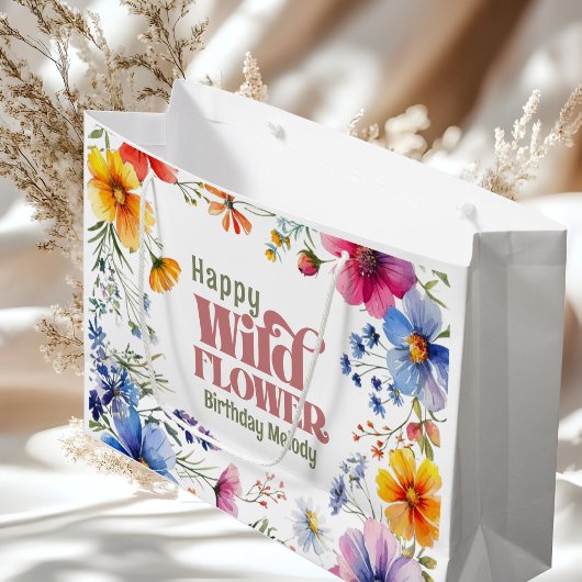 Farbige Wildblumen-Geburtstag  Große Geschenktüte