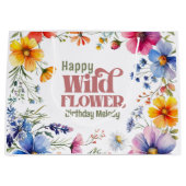 Farbige Wildblumen-Geburtstag  Große Geschenktüte (Vorderseite)