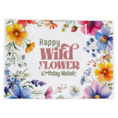 Farbige Wildblumen-Geburtstag  Große Geschenktüte (Rückseite)