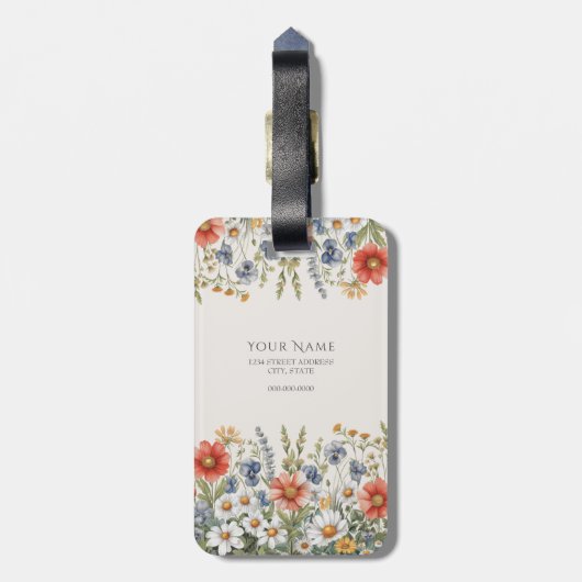Farbige Wildblumen Gepäckanhänger (Rückseite vertikal)