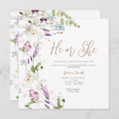 Farbige Wildblumen Geschlecht zeigen, dass er oder Einladung (Vorne/Hinten)