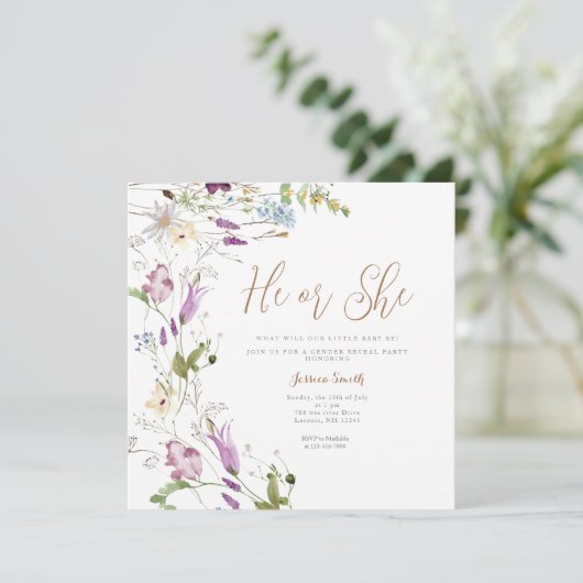 Farbige Wildblumen Geschlecht zeigen, dass er oder Einladung (Stehend Vorderseite)