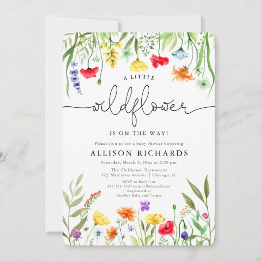 Farbige Wildblumen geschlechtsneutrale Babydusche Einladung (Vorderseite)