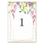 Farbige Wildblumen-Gold-Text-Tischnummer Tischnummer (Rückseite)
