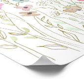 farbige Wildblumen, goldene Farbe und Aquarell Poster (Ecke)