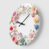 Farbige Wildblumen - Große Wanduhr (Winkel)