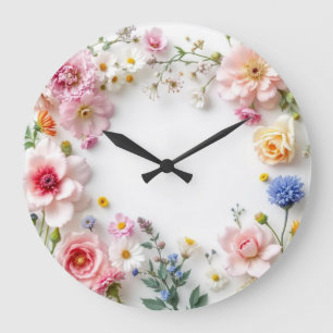 Farbige Wildblumen - Große Wanduhr