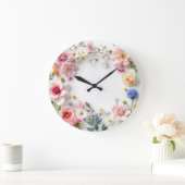 Farbige Wildblumen - Große Wanduhr (Zuhause)
