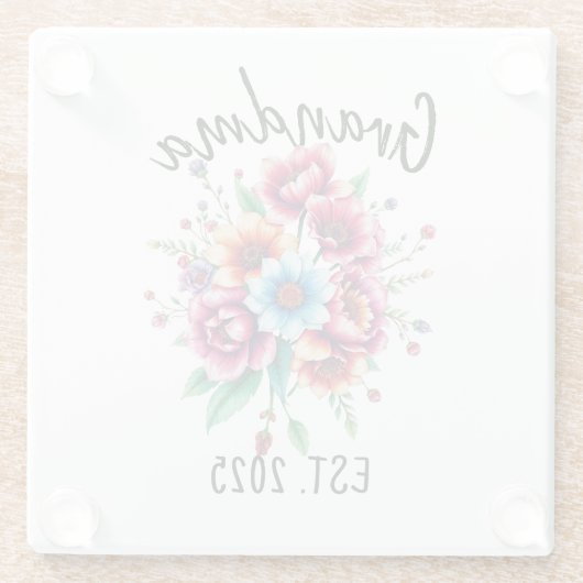 Farbige Wildblumen Großmutter Glasuntersetzer (Rückseite)