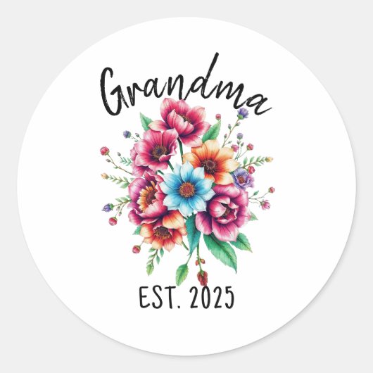 Farbige Wildblumen Großmutter Runder Aufkleber (Vorderseite)