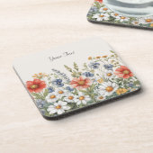 Farbige Wildblumen harter Untersetzer aus Kunststo (Linke Seite)