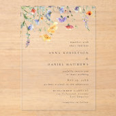 Farbige Wildblumen-Hochzeit Acryleinladungen (Vorderseite)
