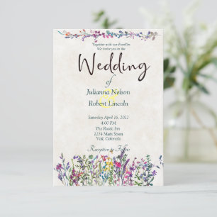 Farbige Wildblumen-Hochzeitseinladung Einladung