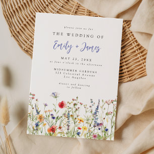 Farbige Wildblumen-Hochzeitseinladung Einladung