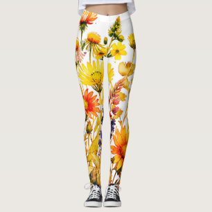 Farbige Wildblumen hübsche Aquarellmalerei Leggings