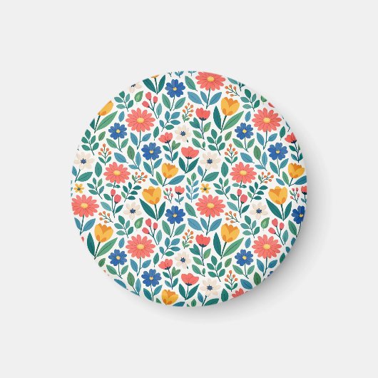 Farbige Wildblumen im skandinavischen Stil Magnet (Vorne)