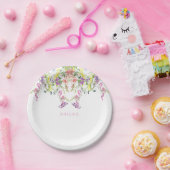 Farbige Wildblumen im Wasser Individuelle Name Pappteller (Party)