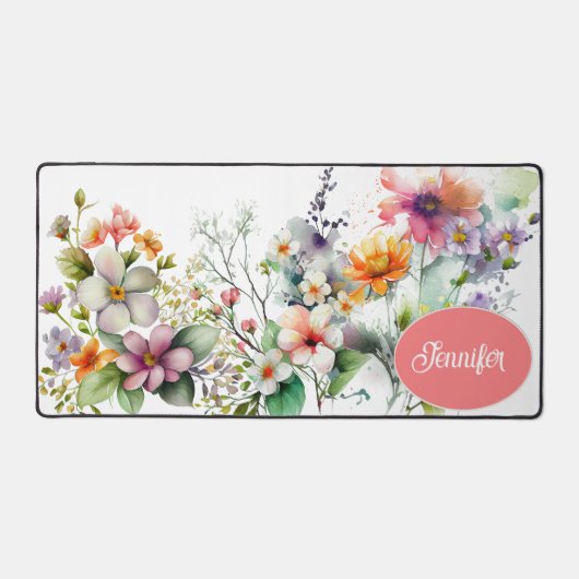 Farbige Wildblumen im Wasser Personalisiert Schreibtischunterlage (Vorderseite)