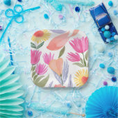 Farbige Wildblumen im Wasserfarb-Stil | Handgemalt Pappteller (Party)