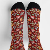 Farbige Wildblumen in Aquarellfarben auf Rot Socken (Oben)