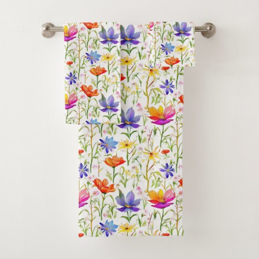 Farbige Wildblumen in einem Feld Badhandtuch Set (Insitu)