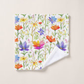 Farbige Wildblumen in einem Feld Badhandtuch Set (Waschlappen)