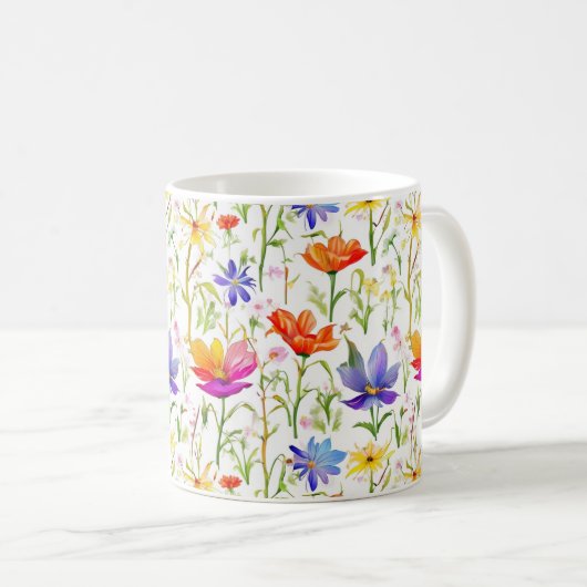 Farbige Wildblumen in einem Feld Kaffeetasse (VorderseiteRechts)