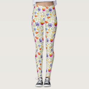 Farbige Wildblumen in einem Feld Leggings