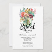 Farbige Wildblumen Jar Brautparty Einladung (Vorderseite)