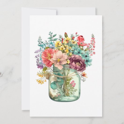 Farbige Wildblumen Jar Brautparty Einladung (Rückseite)